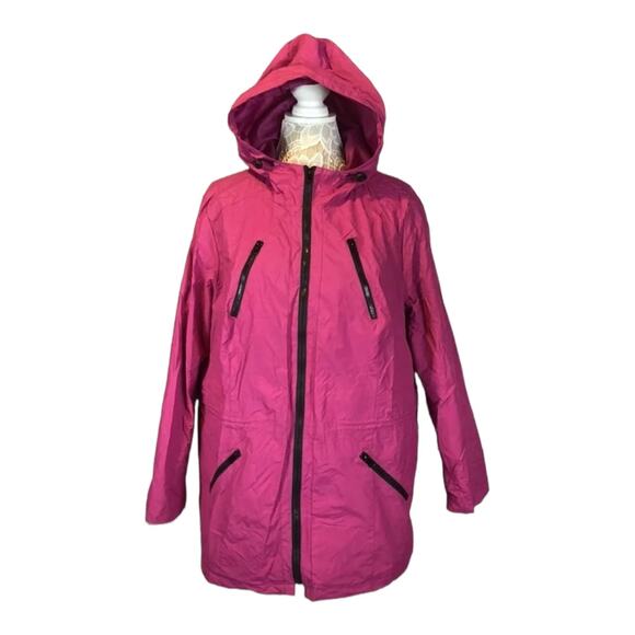 Woman within hooded pink trench rain coat size 18-20 - Picture 2 of 13